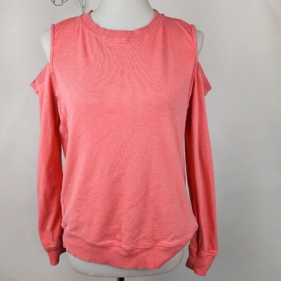 Caslon Orange Cold Shoulder Long Sleeve Sweatshirt Top Womens M - Picture 1 of 3
